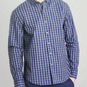New! BC Expedition Blue Checkered Stretch Shirt